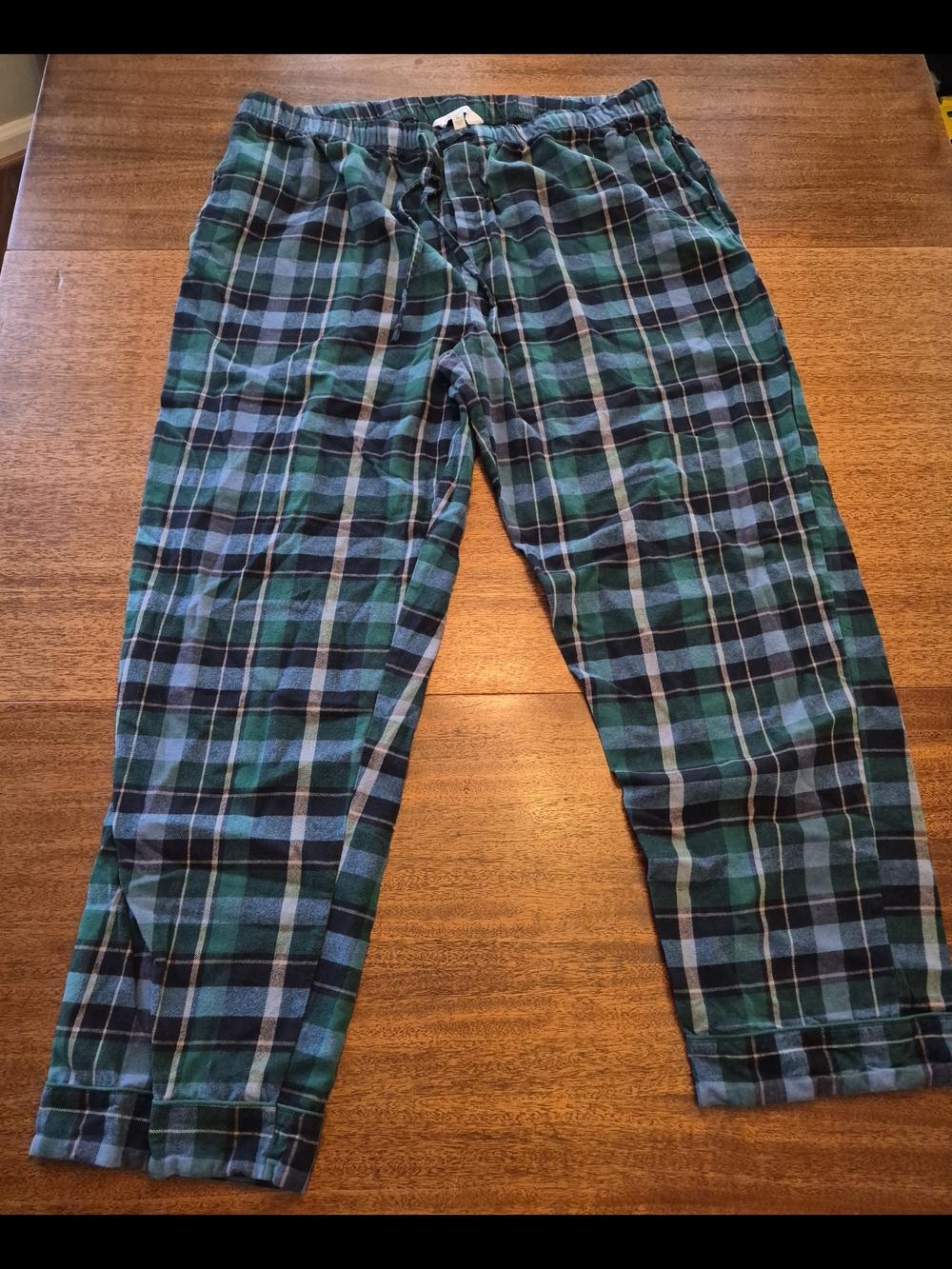 The Company Store Green and Blue Plaid 100% Cotton Pajama Pant Set Size XL